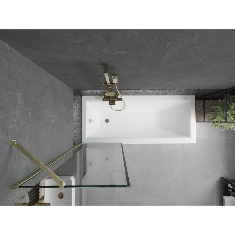 Mexen Next pare-douche 1 volet 60 x 150 cm, cadre noir, doré brossé - 895-060-000-00-70-55