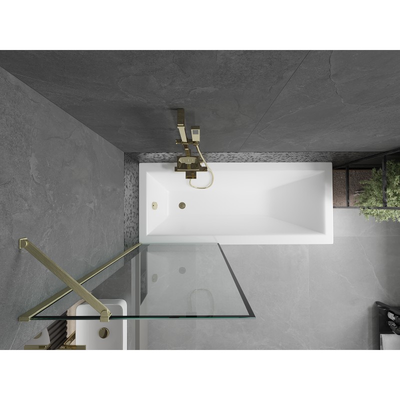 Mexen Next pare-douche 1-volet 70 x 150 cm, cadre noir, doré brossé - 895-070-000-00-70-55