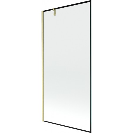 Mexen Next paroi de baignoire 1 volet 90 x 150 cm, cadre noir, or brossé - 895-090-000-00-70-55
