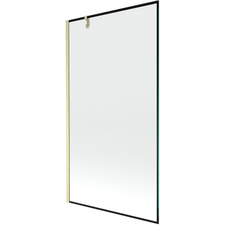 Mexen Next paroi de baignoire 1 volet 100 x 150 cm, cadre noir, or brossé - 895-100-000-00-70-55
