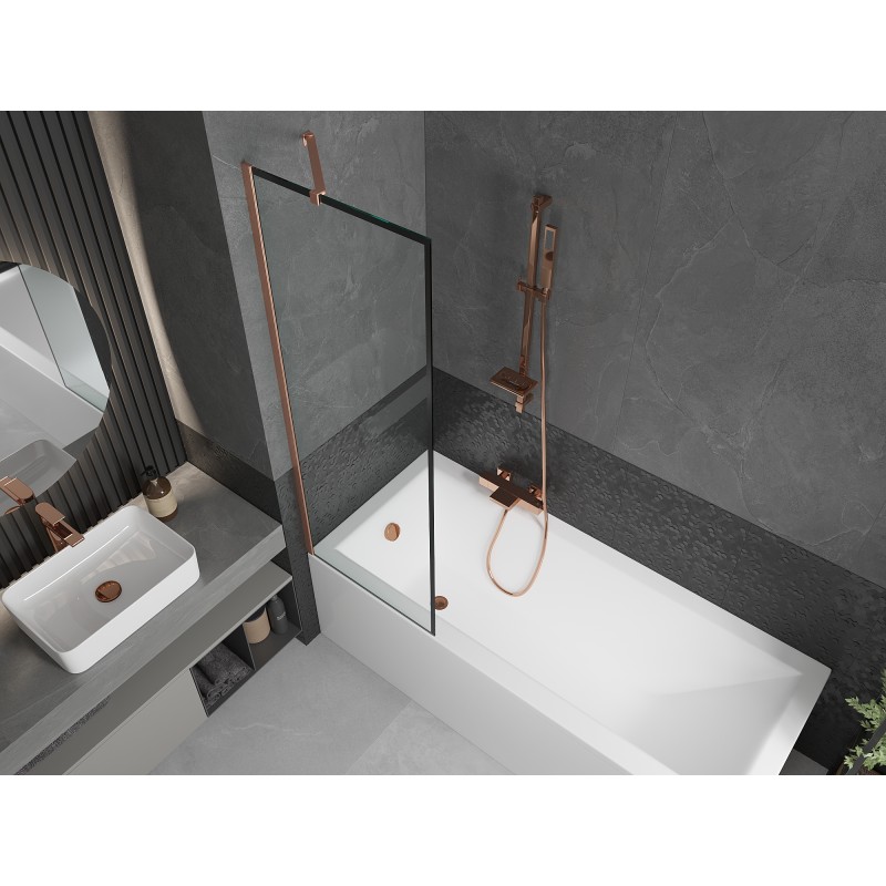 Mexen Next pare-douche 1 volet 60 x 150 cm, cadre noir, cuivre brossé - 895-060-000-00-70-65