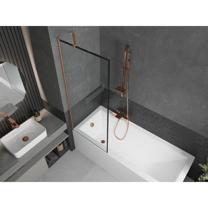 Mexen Next paroi de douche 1 volet 70 x 150 cm, cadre noir, cuivre brossé - 895-070-000-00-70-65
