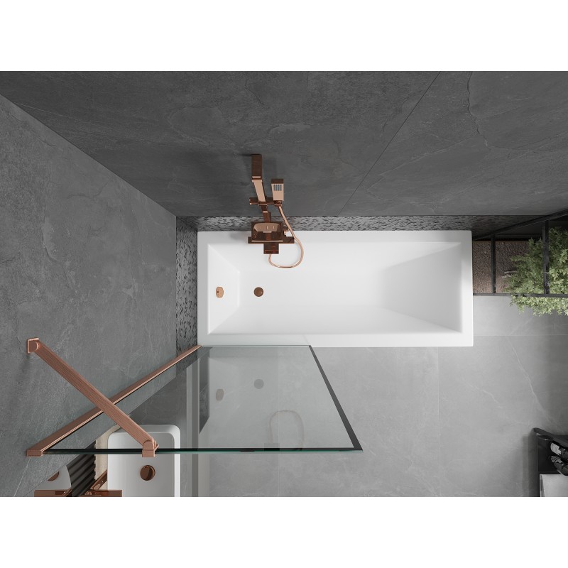 Mexen Next paroi de douche 1 volet 70 x 150 cm, cadre noir, cuivre brossé - 895-070-000-00-70-65