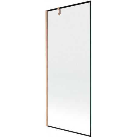 Mexen Next paroi de baignoire 1-volet 80 x 150 cm, cadre noir, cuivre brossé - 895-080-000-00-70-65