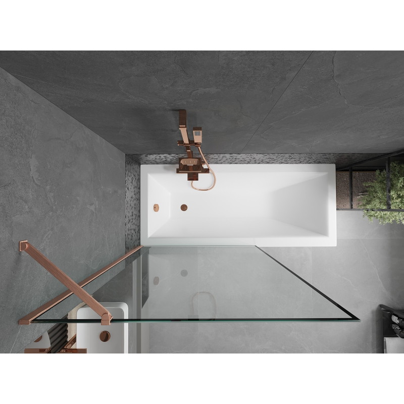 Mexen Next paroi de douche à un battant 100 x 150 cm, cadre noir, cuivre brossé - 895-100-000-00-70-65
