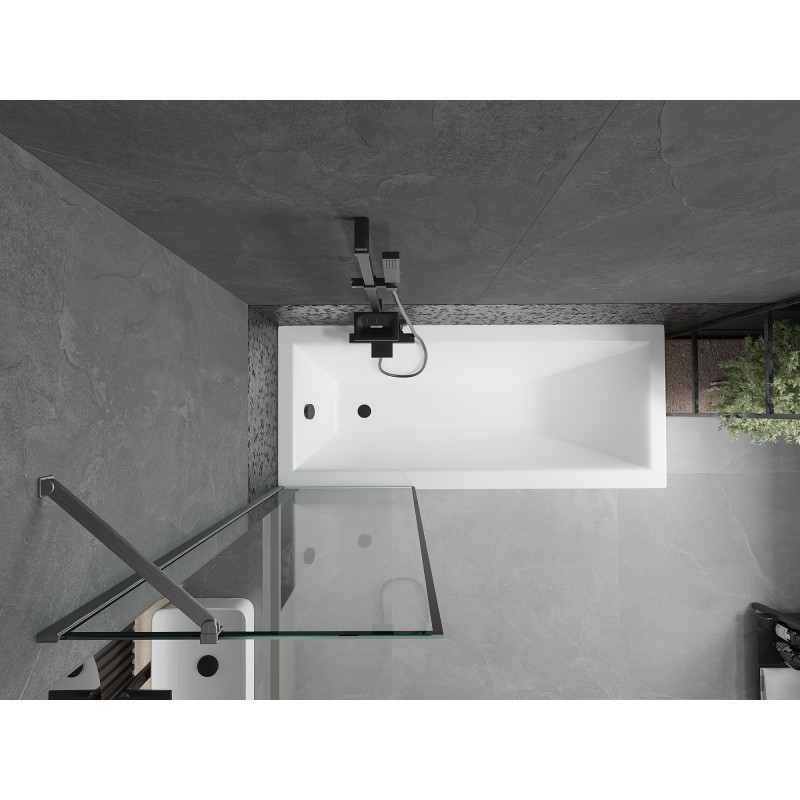 Mexen Next paravent de baignoire à 1 volet 60 x 150 cm, cadre noir, gris canon brossé - 895-060-000-00-70-66