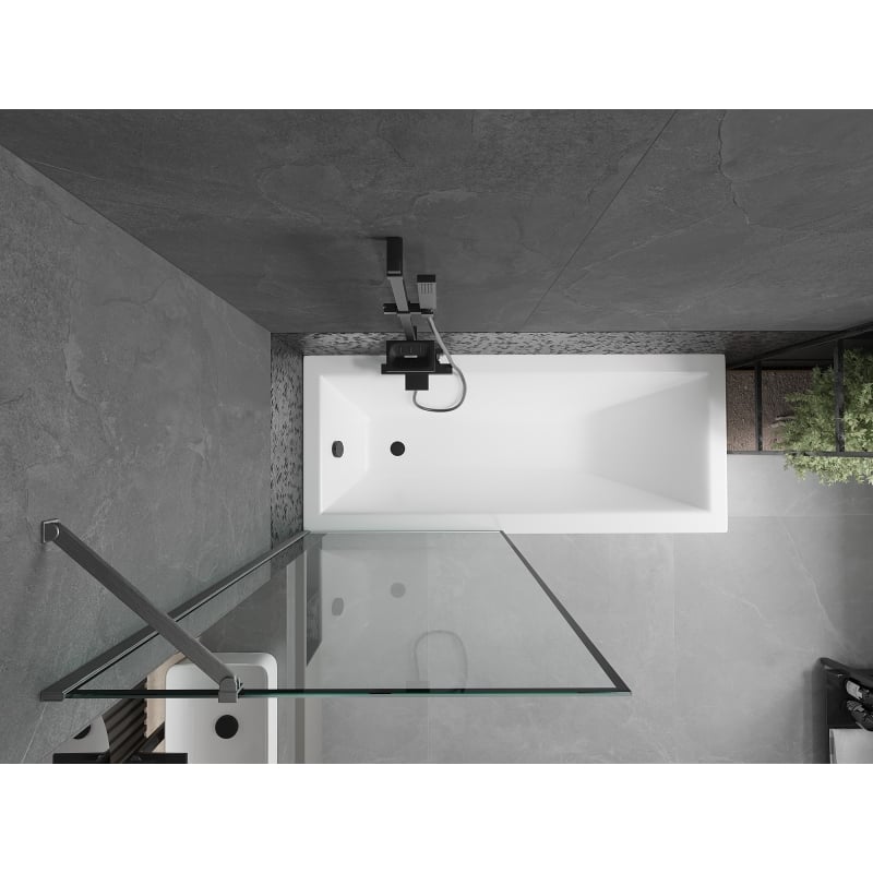 Mexen Next paravent de baignoire à 1 panneau 80 x 150 cm, cadre noir, gun gray brossé - 895-080-000-00-70-66