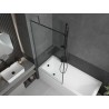 Mexen Next paroi de baignoire à 1 volet 90 x 150 cm, cadre noir, finition gris fusil brossé - 895-090-000-00-70-66