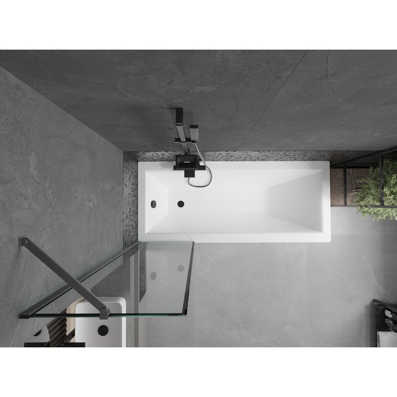 Mexen Next paroi de baignoire à 1 vantail 50 x 150 cm, cadre noir, gun metal - 895-050-000-00-70-95