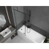 Mexen Next paroi de baignoire 1 volet 70 x 150 cm, cadre noir, métal canon - 895-070-000-00-70-95