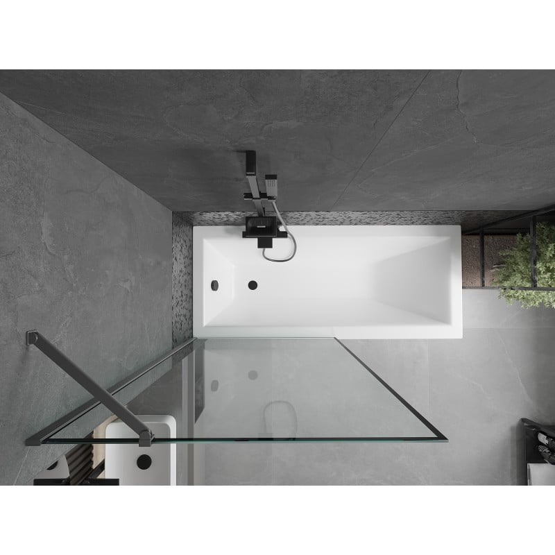 Mexen Next paroi de baignoire 1 panneau 90 x 150 cm, cadre noir, métal canon - 895-090-000-00-70-95