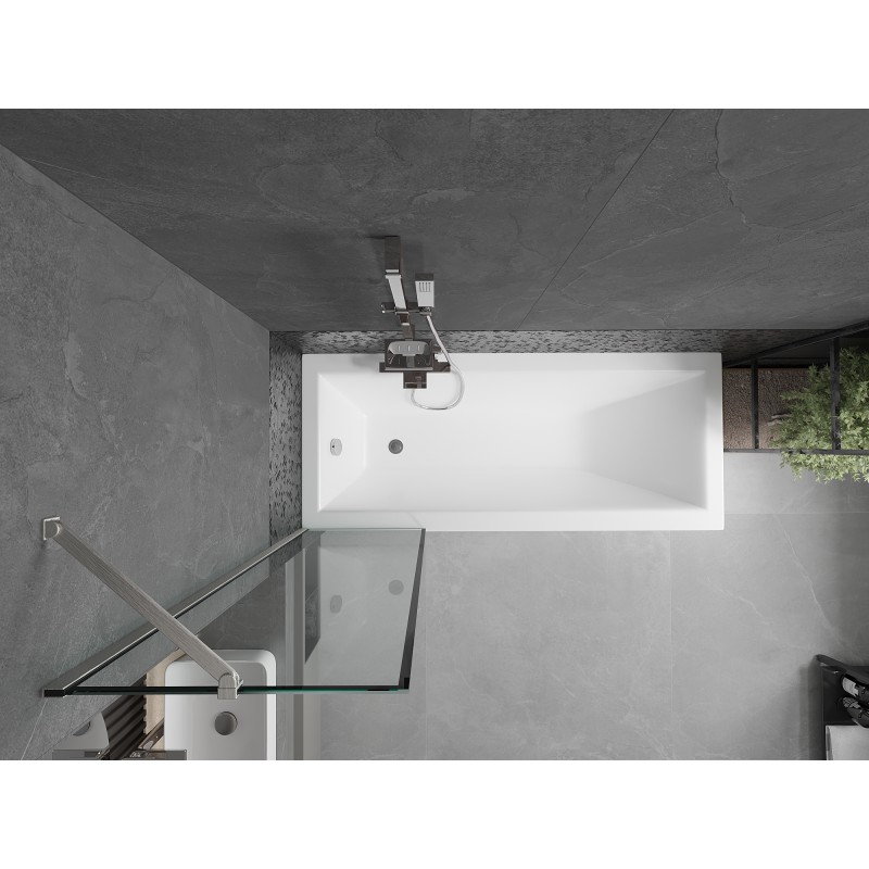 Mexen Next paroi de baignoire à 1 vantail 50 x 150 cm, cadre noir, nickel brossé - 895-050-000-00-70-97