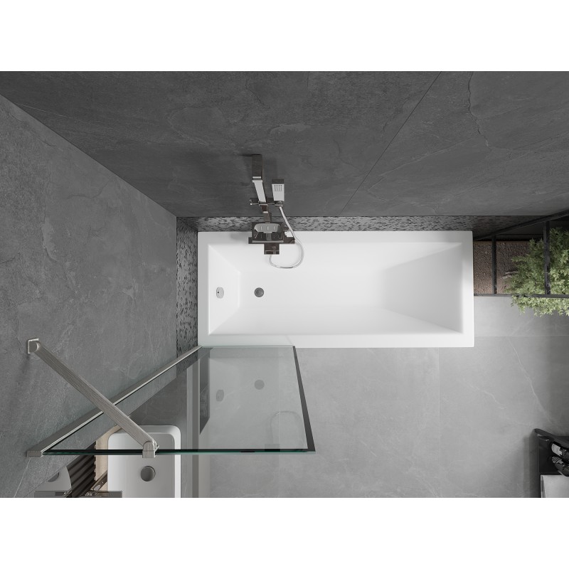 Mexen Next pare-douche de baignoire 1 volet 60 x 150 cm, cadre noir, nickel brossé - 895-060-000-00-70-97