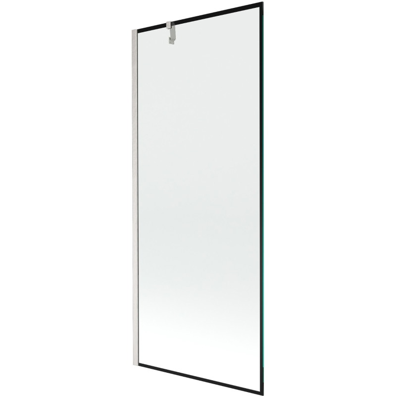 Mexen Next paroi de baignoire 1 volet 80 x 150 cm, cadre noir, nickel brossé - 895-080-000-00-70-97