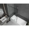 Mexen Next paroi de baignoire 1-volet 90 x 150 cm, cadre noir, nickel brossé - 895-090-000-00-70-97