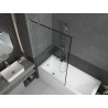 Mexen Next paroi de baignoire à 1 volet 100 x 150 cm, cadre noir, nickel brossé - 895-100-000-00-70-97