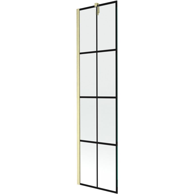 Mexen Next paravent de baignoire à 1 vantail 50 x 150 cm, grille noire, doré brossé - 895-050-000-00-77-55