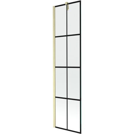 Mexen Next paravent de baignoire à 1 vantail 50 x 150 cm, grille noire, doré brossé - 895-050-000-00-77-55