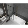 Mexen Next paroi de baignoire à 1 volet 60 x 150 cm, grille noire, or brossé - 895-060-000-00-77-55