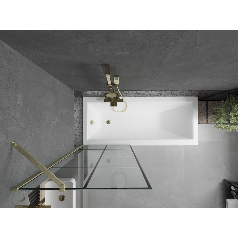 Mexen Next paroi de baignoire à 1 aile 70 x 150 cm, grille noire, brossé doré - 895-070-000-00-77-55