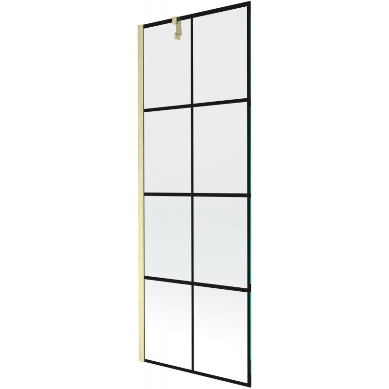 Mexen Next paroi de baignoire à 1 aile 70 x 150 cm, grille noire, brossé doré - 895-070-000-00-77-55
