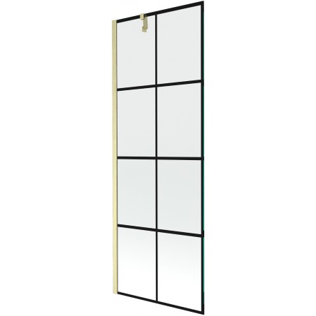 Mexen Next paroi de baignoire à 1 aile 70 x 150 cm, grille noire, brossé doré - 895-070-000-00-77-55