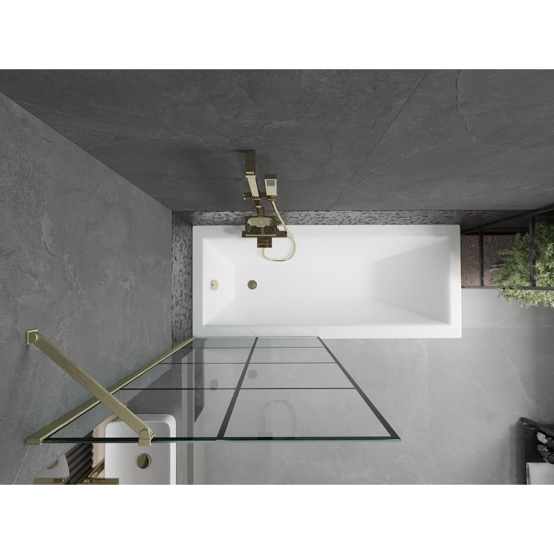 Mexen Next pare-douche à 1 vantail 80 x 150 cm, grille noire, doré brossé - 895-080-000-00-77-55