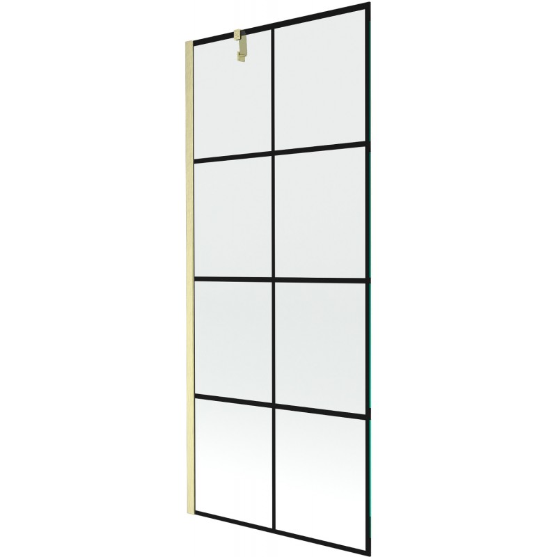 Mexen Next pare-douche à 1 vantail 80 x 150 cm, grille noire, doré brossé - 895-080-000-00-77-55