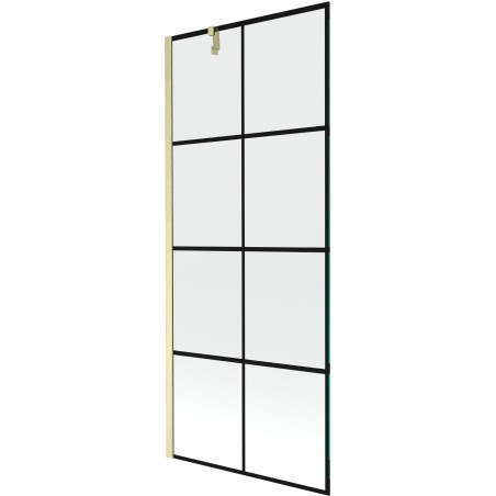Mexen Next pare-douche à 1 vantail 80 x 150 cm, grille noire, doré brossé - 895-080-000-00-77-55