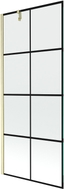 Mexen Next pare-douche à 1 vantail 80 x 150 cm, grille noire, doré brossé - 895-080-000-00-77-55
