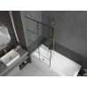 Mexen Next paroi de bain à 1 vantail 90 x 150 cm, quadrillage noir, doré brossé - 895-090-000-00-77-55