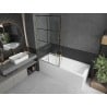 Mexen Next paroi de bain à 1 vantail 90 x 150 cm, quadrillage noir, doré brossé - 895-090-000-00-77-55
