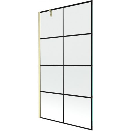 Mexen Next paroi de douche à 1 volet 100 x 150 cm, grille noire, or brossé - 895-100-000-00-77-55