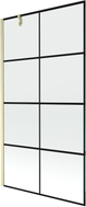 Mexen Next paroi de douche à 1 volet 100 x 150 cm, grille noire, or brossé - 895-100-000-00-77-55