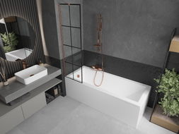Mexen Next paroi de bain 1 volets 50 x 150 cm, grille noire, cuivre brossé - 895-050-000-00-77-65