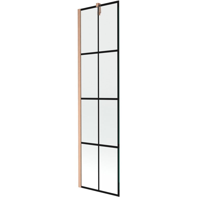 Mexen Next paroi de bain 1 volets 50 x 150 cm, grille noire, cuivre brossé - 895-050-000-00-77-65