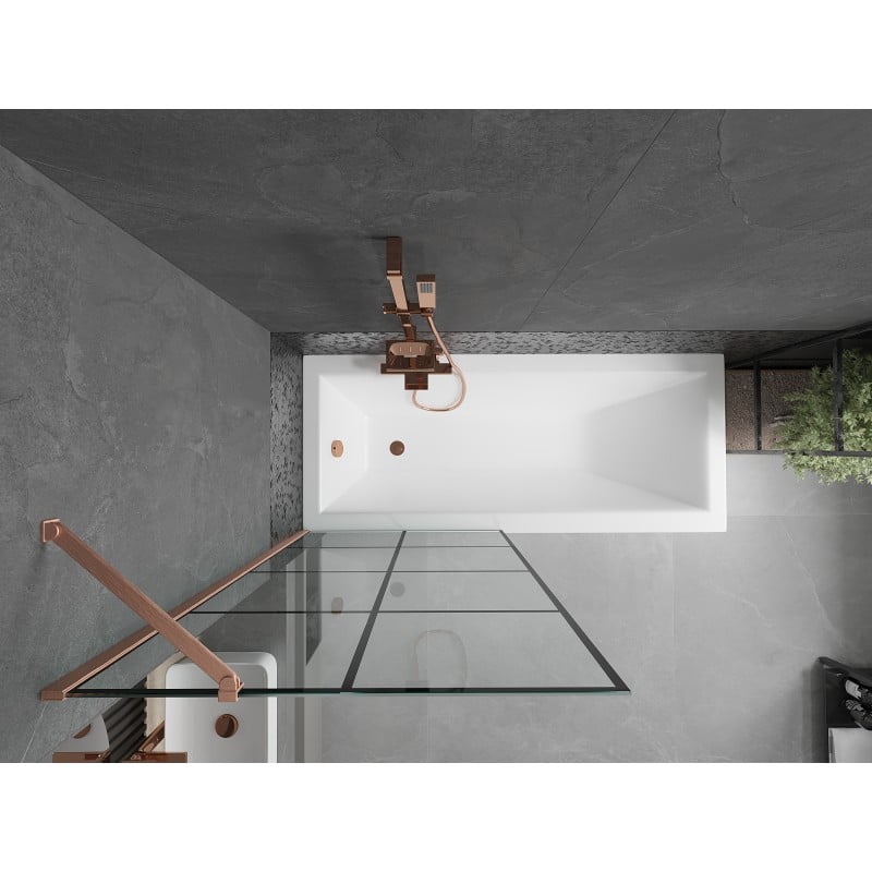 Mexen Next paroi de douche à 1 volet 80 x 150 cm, grille noire, cuivre brossé - 895-080-000-00-77-65