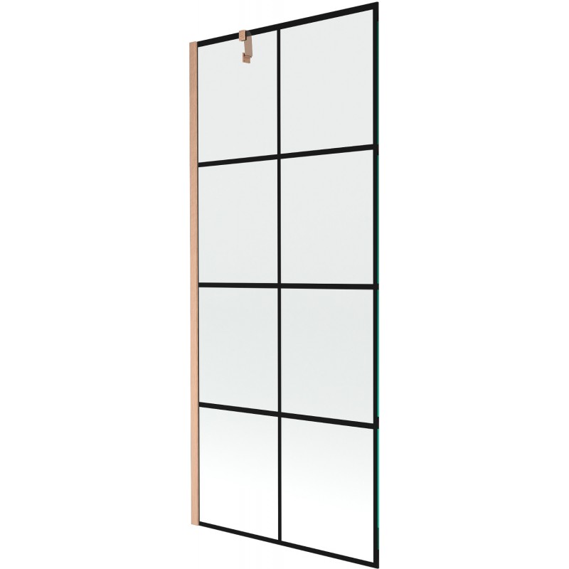Mexen Next paroi de douche à 1 volet 80 x 150 cm, grille noire, cuivre brossé - 895-080-000-00-77-65