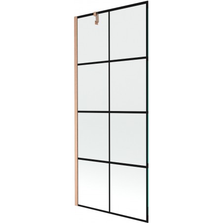 Mexen Next paroi de douche à 1 volet 80 x 150 cm, grille noire, cuivre brossé - 895-080-000-00-77-65