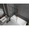 Mexen Next paroi de baignoire à 1 volet 90 x 150 cm, quadrillage noir, cuivre brossé - 895-090-000-00-77-65
