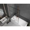 Mexen Next paroi de baignoire 1 volet 100 x 150 cm, motif carreaux noirs, cuivre brossé - 895-100-000-00-77-65