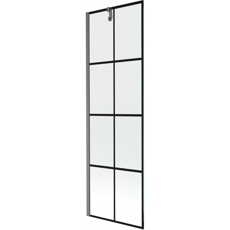 Mexen Next paroi de baignoire à 1 volet 60 x 150 cm, grille noire, gris canon brossé - 895-060-000-00-77-66