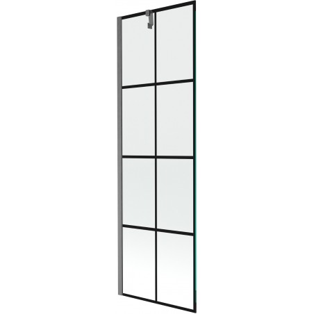 Mexen Next paroi de baignoire à 1 volet 60 x 150 cm, grille noire, gris canon brossé - 895-060-000-00-77-66