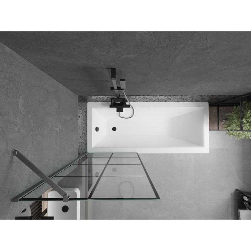 Mexen Next paroi de baignoire 1-volet 70 x 150 cm, grille noire, gris canon brossé - 895-070-000-00-77-66