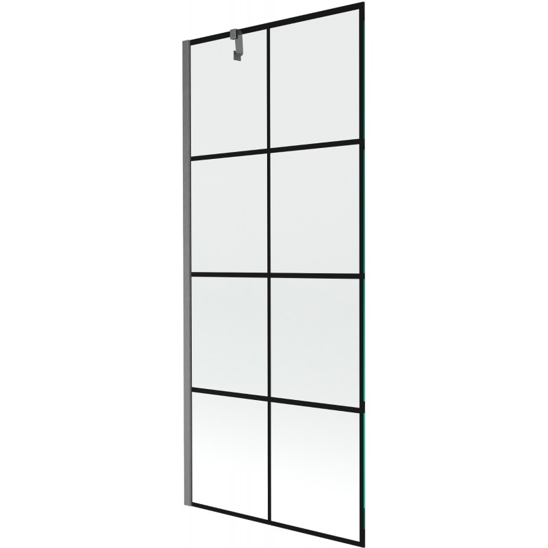 Mexen Next paroi de baignoire 1-volet 80 x 150 cm, grille noire, gris canon brossé - 895-080-000-00-77-66