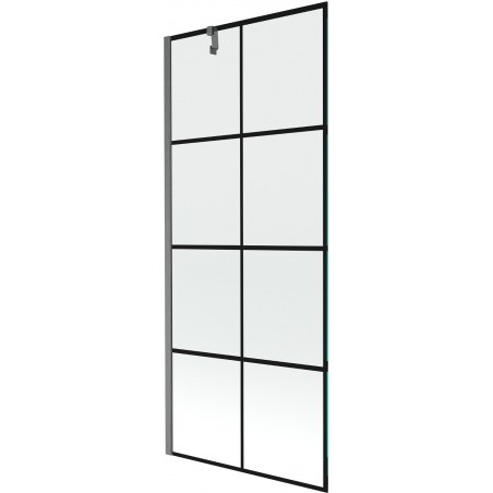 Mexen Next paroi de baignoire 1-volet 80 x 150 cm, grille noire, gris canon brossé - 895-080-000-00-77-66
