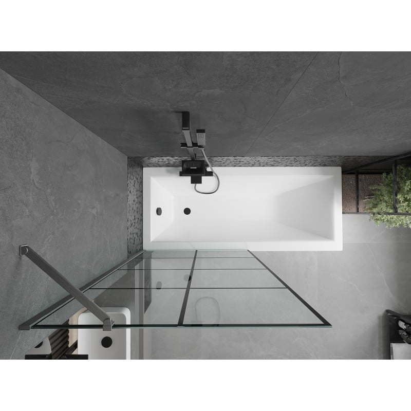 Mexen Next paroi de douche à 1 battant 90 x 150 cm, grille noire, gris canon brossé - 895-090-000-00-77-66