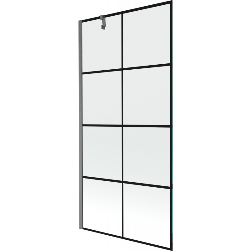 Mexen Next paroi de douche à 1 battant 90 x 150 cm, grille noire, gris canon brossé - 895-090-000-00-77-66