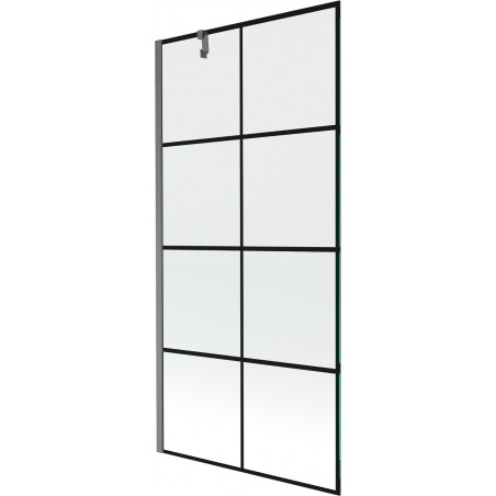 Mexen Next paroi de douche à 1 battant 90 x 150 cm, grille noire, gris canon brossé - 895-090-000-00-77-66