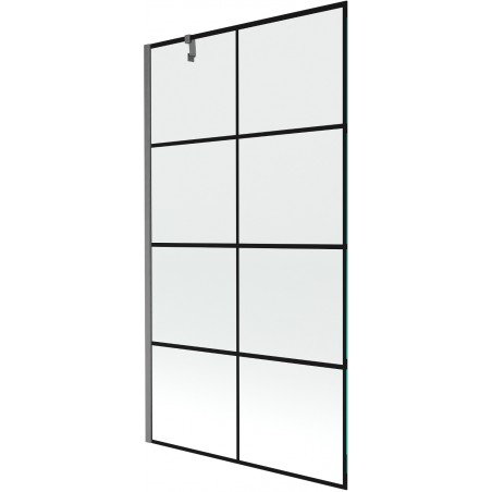 Mexen Next pare-douche à un panneau 100 x 150 cm, grille noire, gun gray brossé - 895-100-000-00-77-66